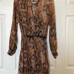 Kensie Long Sleeve Snake Print Dress, Excellent Condition